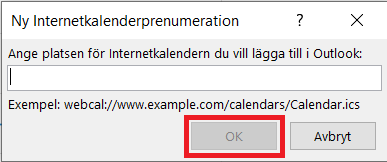 Klistra in din unika iCalendar-länken