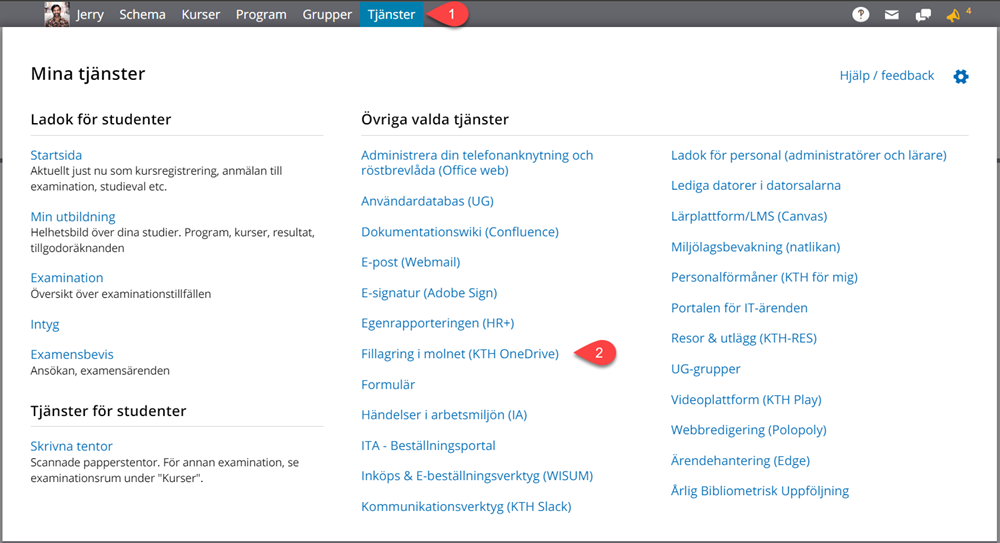 Tjänster OneDrive