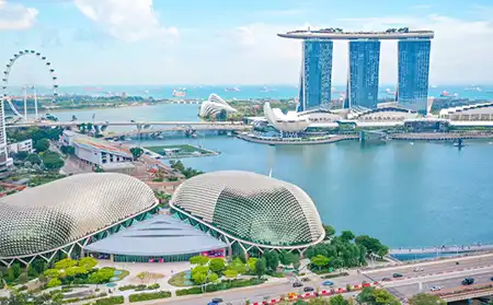 Ett flygfoto av Singapore