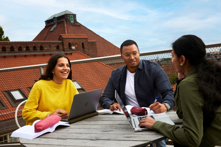 Studenter vid dator