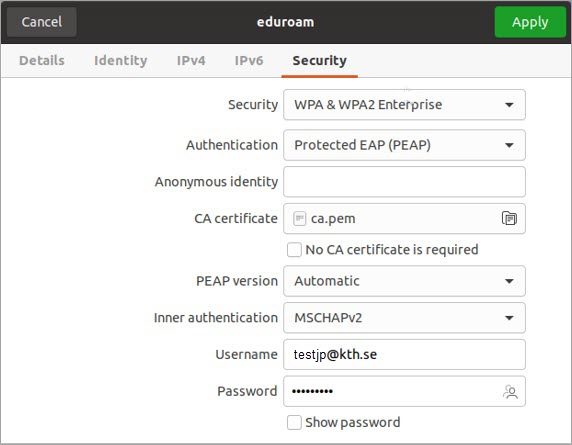 eduroam-inställningar