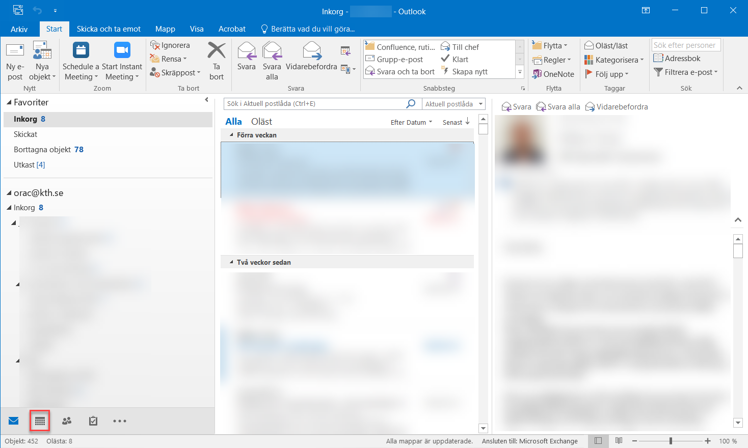 Kalendervyn ikonen i Outlook