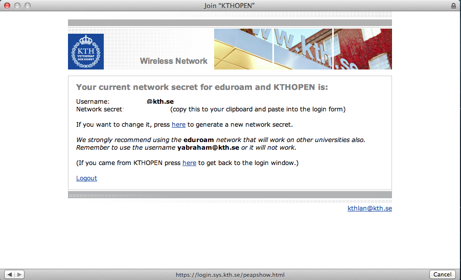 Picture of getting the network secret.